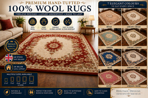 100 wool hand tufted - hand,