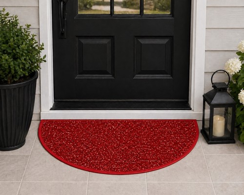 Red glitter half - half, rug