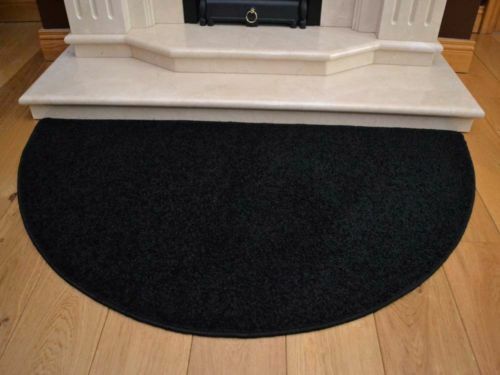 Black hearth rug shaggy soft - black,