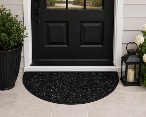 Black half moon rug - half,