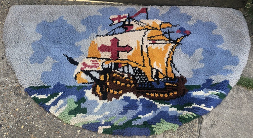 Vintage hook rug - hook, 1930/40's