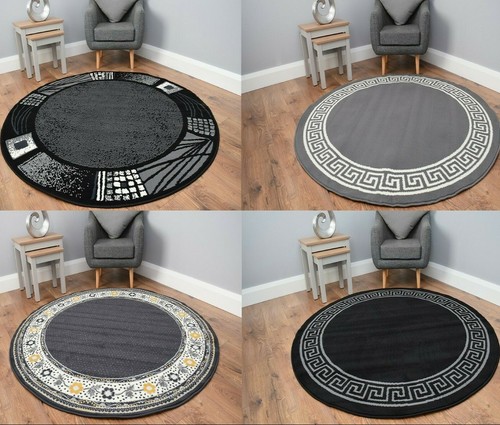 Round rug grey mat - round, bordered