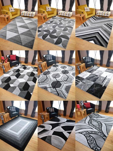 Black grey silver rugs new - silver,
